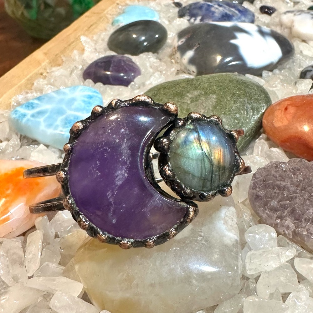 Amethyst and Labradorite Moon Bracelet